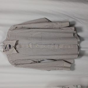 Chaps Collared Striped Button Down Wrinkle Free Mens 16-16.5 32/33 Large